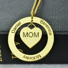 Wholesale Moms Heart Necklace with Kids Names Gold Color Circle Heart Famil