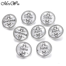 10pcs/lot Family Snap Jewelry NANA Grandma MOM Aunt Sister 18MM Metal Snap