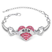 XIAOJINGLING 3 Colors"Pink Silver Blue mom"2017 Jewelry Double Heart Rhines