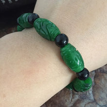 Drop Shipping Natural Jades Bracelet Chinese Carved Green Bracelet Jades Ba