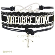 (10 PCS/Lot)Infinity Love Airforce Mom Aircraft Charm Bracelets For Women M
