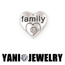 Floating locket charms alloy metal silver color crystal heart silver mom fa