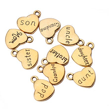 20pc 15mm Charms Heart Sister/Brother/Mom/Dad/Uncle/Aunt Tibetan Silver DIY
