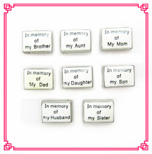Hot selling 80pcs/lot mix in memory of my mom son aunt brother daughter dad