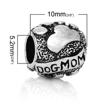 DoreenBeads European Charm Beads Barrel antique silver "DOG MOM" Carved Mes