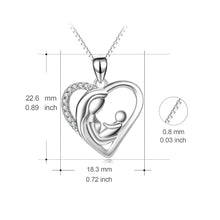 YFN Genuine 925 Sterling Silver Mother And Child Pendant Necklace Mom Hold