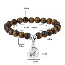 Natural Stone Tiger Eye Opal Beads Bracelets White Blue Pink Mom Charms Lov
