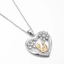 Eudora Real 100% 925 Sterling Silver Gold Color Mom Hold Baby in Crystal He