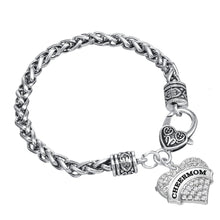 Skyrim Fashion zinc alloy crystals Cheer mom heart Crystal Jewelry bracelet