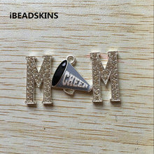 50x26mm 10pcs/lot silver Zinc alloy rhinestone mom cheer Pendant for Jewelr