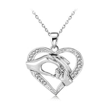 Exquisite Mothers Day Gift Mom Baby hand in hand Love Heart Pendant Necklac