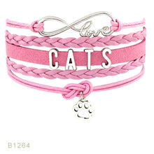 (10 PCS/Lot) Infinity Love Cat Woman Mom Cats Dog Paw Heart Charm Bracelets