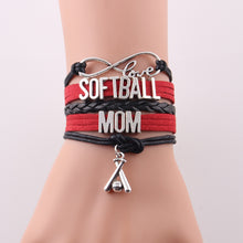 Little Minglou Infinity Love SOFTBALL MOM bracelet Baseball charm leather w