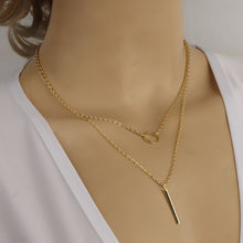 2 Double Layered Tier Long Gold Circle Simple Delicate Necklace Suitable Pe