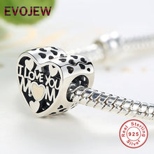 EVOJEW Real 925 Sterling Silver I Love MOM Charm Beads Fit Original Pandora