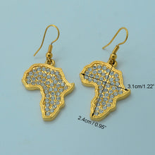 Anniyo Rhinestone Africa Map Earrings for Women/Girl,Gold Color Trendy Afri
