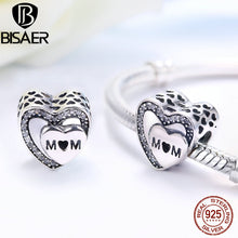 925 Sterling Silver Engraved Tribute To Mom, Clear CZ Mother Charms fit Pan