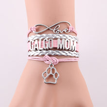 Little MingLou Infinity love GALGO MOM Bracelet pet dog paw Charm leather w