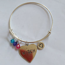 65mm Heart charm WITCH bracelet bangle ,Adjustable Expandable Wire Bangle,s