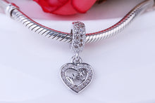 High Quality Mom Heart Pendant Charm Silver Bead Cubic Zircon Beads DIY Fas