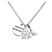 Mom Papa Gift Personalized Baby Twins Name Necklace Pendant With Footprint