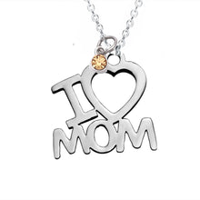 Birthstone I love Mom Necklace Pendant For Mom Grandma Stainless Steel Pers