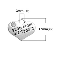 DoreenBeads Alloy Charms Heart silver color Message " Step Mom Of Groom " C