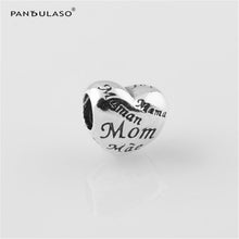 Pandulaso Mom Vintage Heart Silver Beads For Jewelry Making Fit Charms Silv