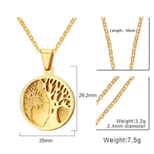 Womens Mens Choker Necklaces Stainless Steel Engraving Tree of Life Neckla