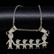 MAMA Stainless Steel Necklace Boys Girls Pendant Necklaces Mom Kids Silver