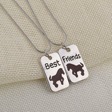 Dog tag Horse BFF Ncklaces Women Best Friends Necklaces Square Unisex Neckl