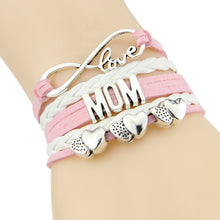 Infinity love mom bracelet heart charm Rope Bracelet for women jewelry Leat