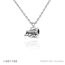 Custom  Cheer Gymnastics Megaphone Cheerleader Mom Pendant Necklaces Silver