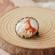 Mom Deer and Baby Deer Printed Pin Brooch Mother Love Animal Brooches Gifts