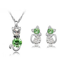 Retail Romantic Engagement Cute Cat Jewelry Sets Necklace Earrings with Aus