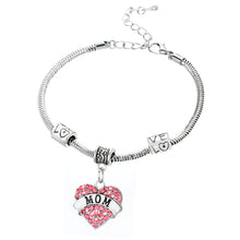 Heart Pink Crystal Mom Bracelet Family Mother Gifts Love Bangle Bracelet Be