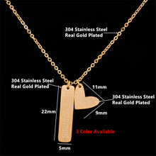 Love You More Bar & Heart Charm Pendant Necklace For Women Romantic Modern