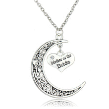 Bespmosp Charm Bride Mother Gift Hollow Moon Heart Crystal Pendant Necklace