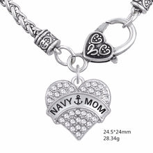 Skyrim 2017 NEW Design  fashion Heart Crystal Jewelry NAVY MOM necklace For