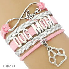 (10 PCS/lot) Infinity Love Dog Mom Leather Wrap Bracelets Multilayer Dog Mo