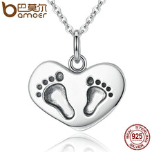 BAMOER 925 Sterling Silver Engrave Lucky To have A Mom Like You Baby Feet P