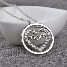 Love "MOM" Crystal Heart Pendant Necklace Mum Pendant Necklace Mother's Day