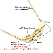 Arrow Through CZ Infinity Sign Heart Pendant Necklace For Women Love Jewelr