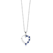 GemStoneKing 925 Sterling Silver Created White and Blue Sapphire Heart MOM