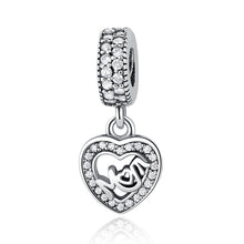Authentic 925 Sterling Silver Original Charm Love Mom Heart Bead Pendant Mo