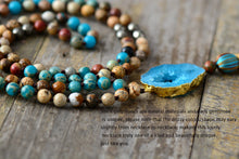 Luxury Necklace Natural Stone Pyrite Gilded Druzy Long Tassel Necklace Wome