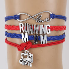 Drop shipping Infinity Love Running Mom Charm Wrap Bracelets & Bangles Brai