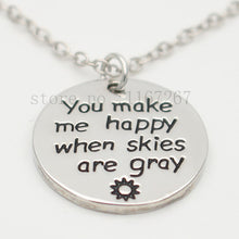 2017new Hand Stamped Jewelry""You make me happy when skies are gray" Mother