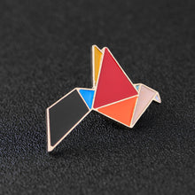 red pink Origami birds rabbit Enamel Pin colorful geometry shapes pins and