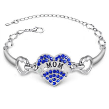 Mom Letters Bracelets For Mother's Day Silver Crystal Rhinestone Heart Char